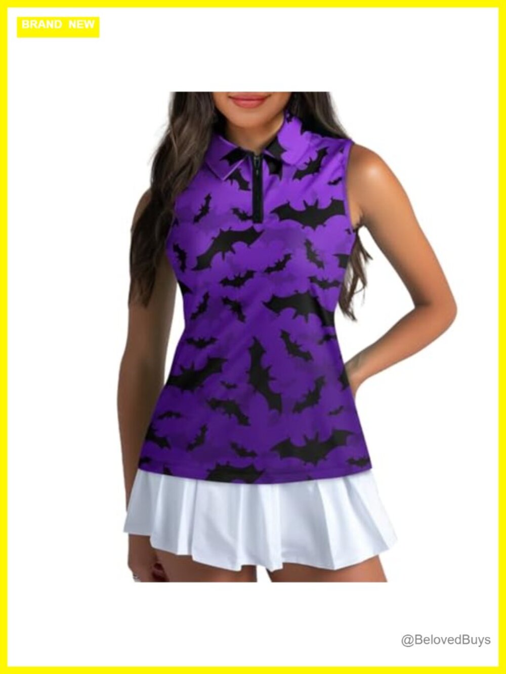 Women's Sleeveless Golf Shirt V-Neck 1/4 Zip Tank Top Tennis Polo